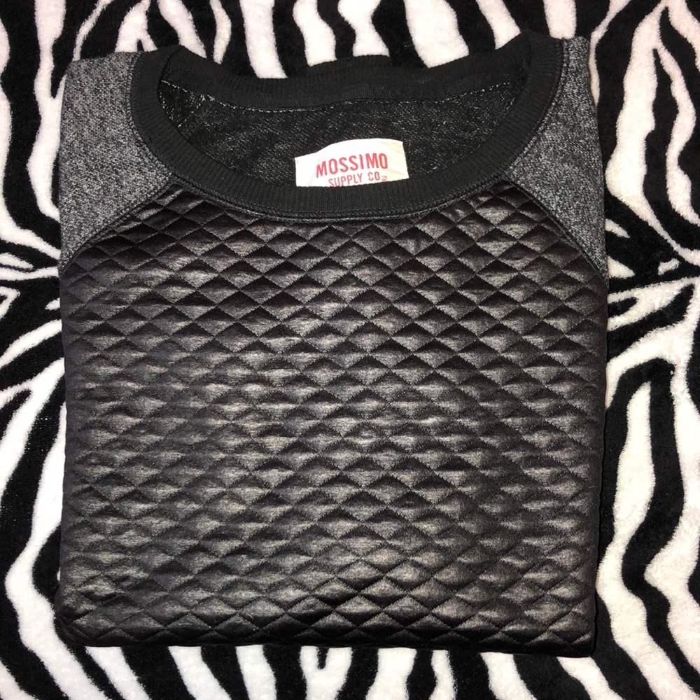 Black/Grey Sweater with Faux Leather in the middle